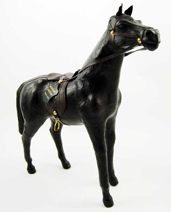 Horse Standing Brown Leather 12 Inch