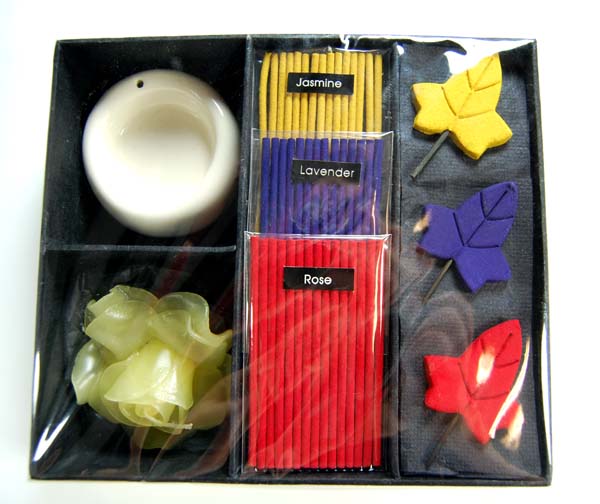 Incense Gift Set With Rose Shape Candle