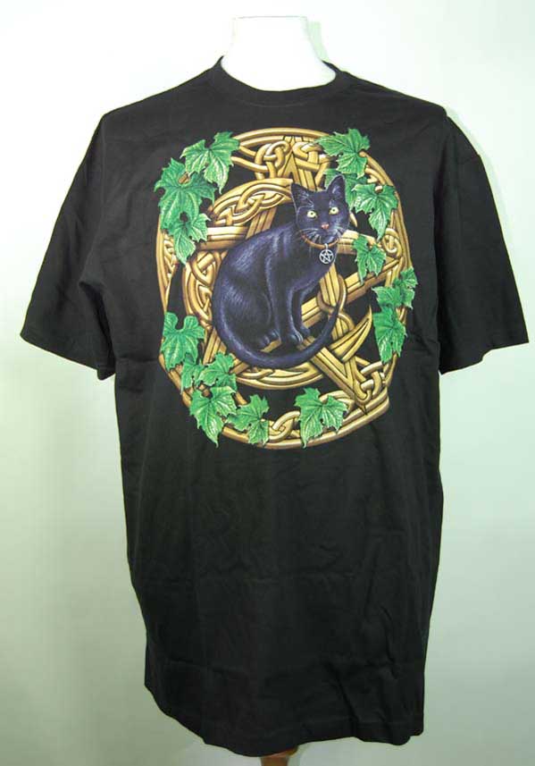 T-Shirt Large Cat In Pentagram Design By Lisa Parker
