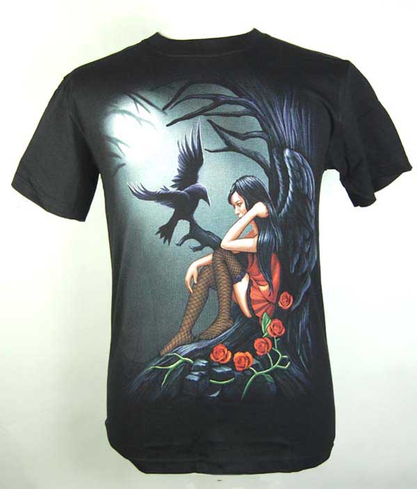 T-Shirt Xxl Lady With Raven Design By Lisa Parker