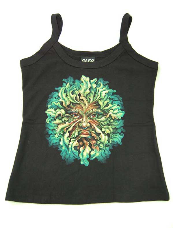 Top Ladies Xl With Straps Green Man Design By Lisa Parker