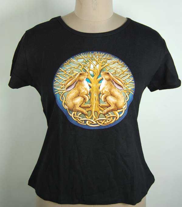 T-Shirt Ladies Xxl Moon Gazing Hares Design By Lisa Parker