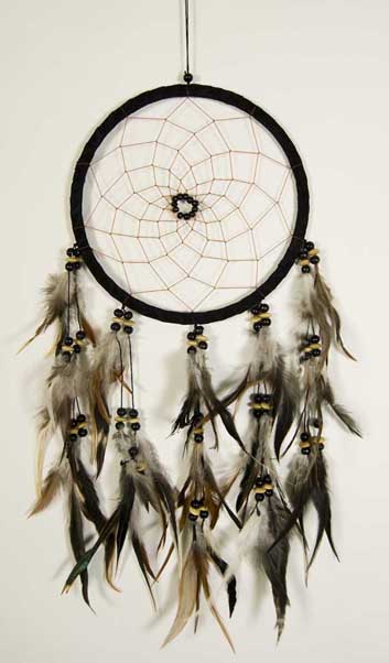 Dream Catcher Bead Centre With Hanging Feathers And Wooden Beads