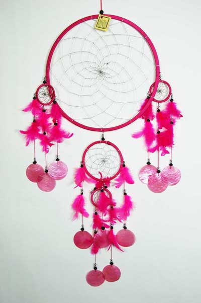 Dream Catcher Nylon With Feathers And Discs 12dm
