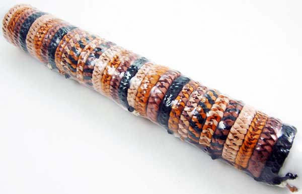 Bracelet Leather Plaited 30 Mixed Colour Bracelets On Tube