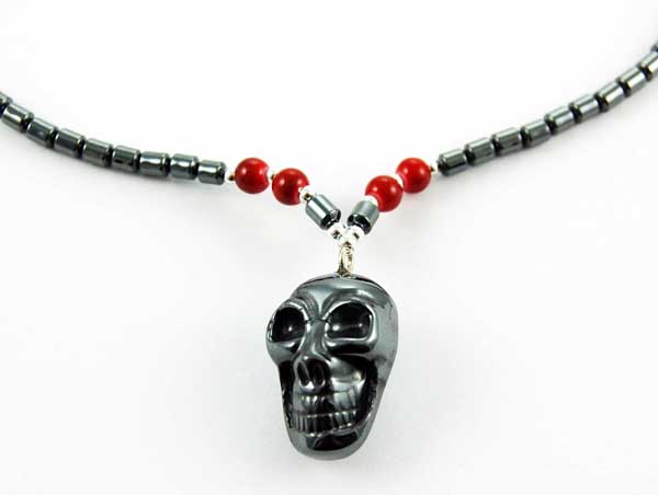 Necklace Skull With Eye Hematite
