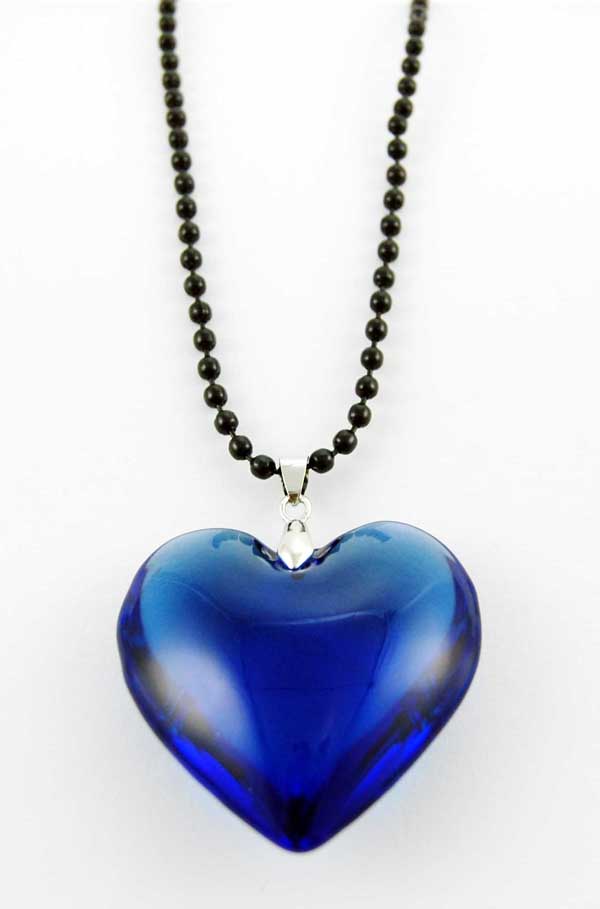 Necklace Heart Blue Glass