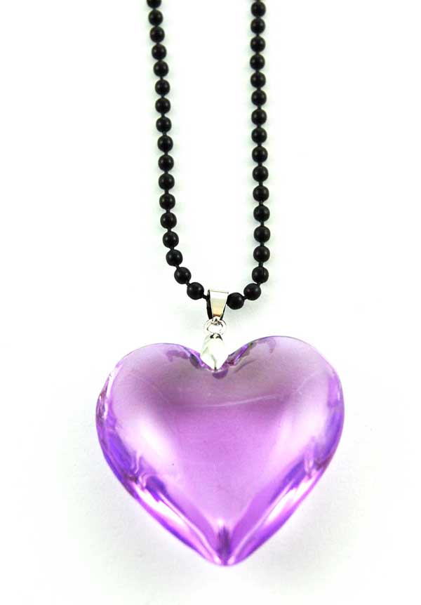 Necklace Heart Light Purple Glass