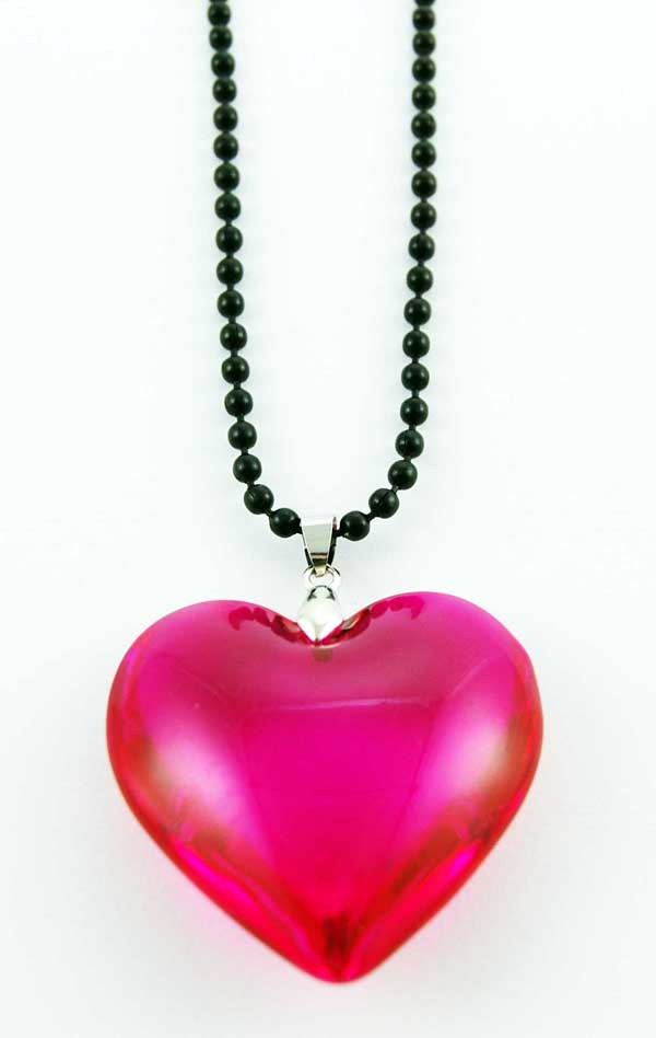 Necklace Heart Pink Glass