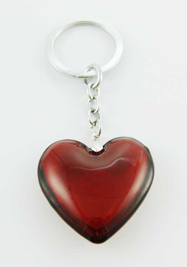 Keyring Heart Red Glass