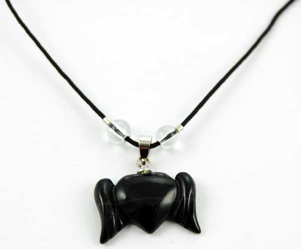 Pendant Heart With Wings Black Agate