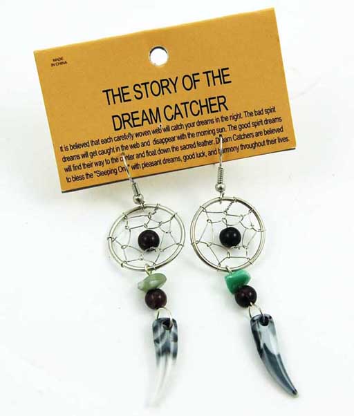 Earring Dream Catcher With Stone Horn