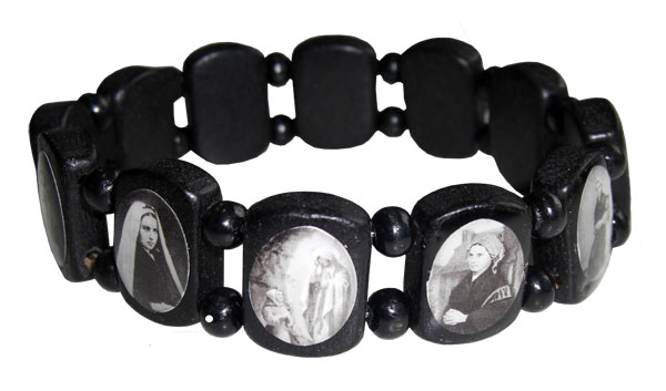 Bracelet Wooden Icon Sepia Style Black 4pcs