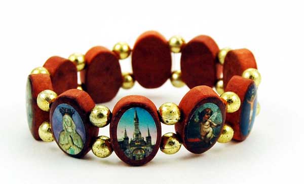 Bracelet Icon Oval Brown With Gold Colour Beads