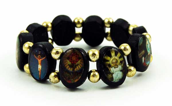 Bracelet Icon Oval Black With Gold Colour Beads
