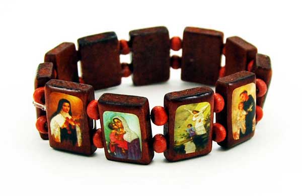 Bracelet Icon Rectangle Shapes Brown With Mary