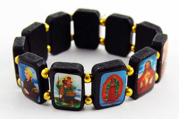 Bracelet Icon Rectangle Shapes Black With Saints