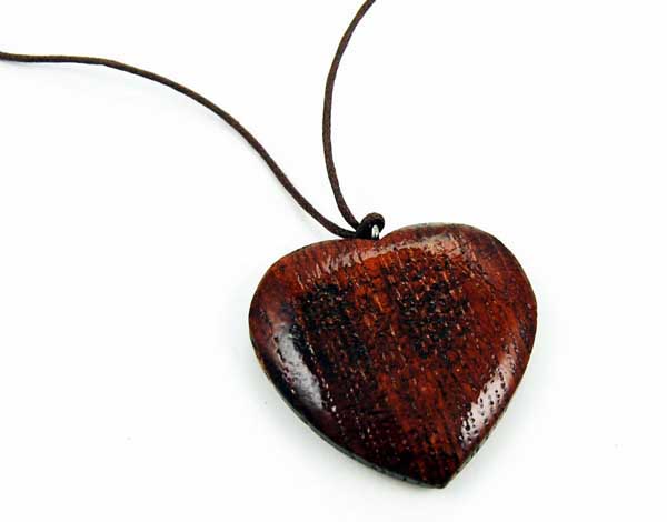 Necklace Wooden Heart Plain 27 Inch With 4x4cm Pendant