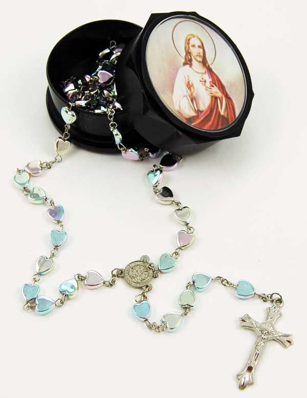Rosary Rainbow Hearts In Gift Box