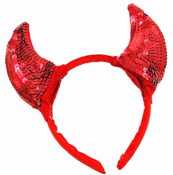 Head Band Horns Red With Sequins