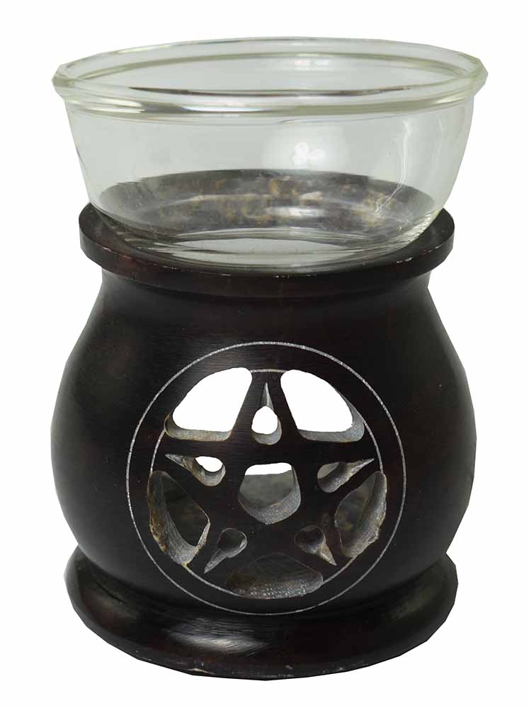 Oilburner Soapstone Pentagram  Khaki 3.5 Inch