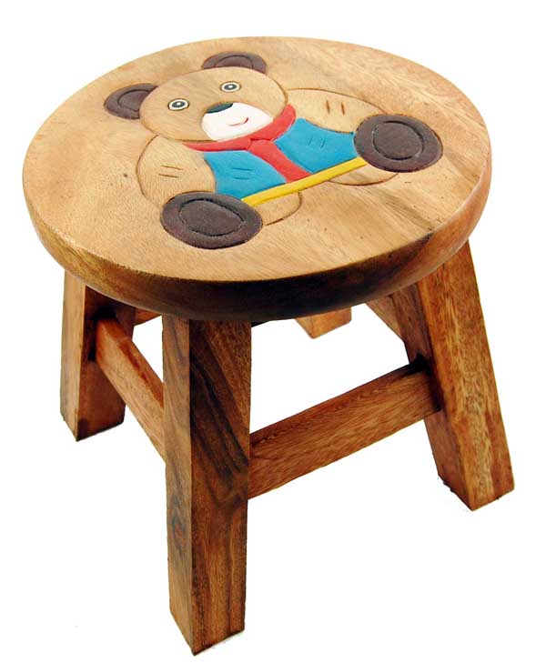 Stool For Child Wooden With Bear 25cm (H)