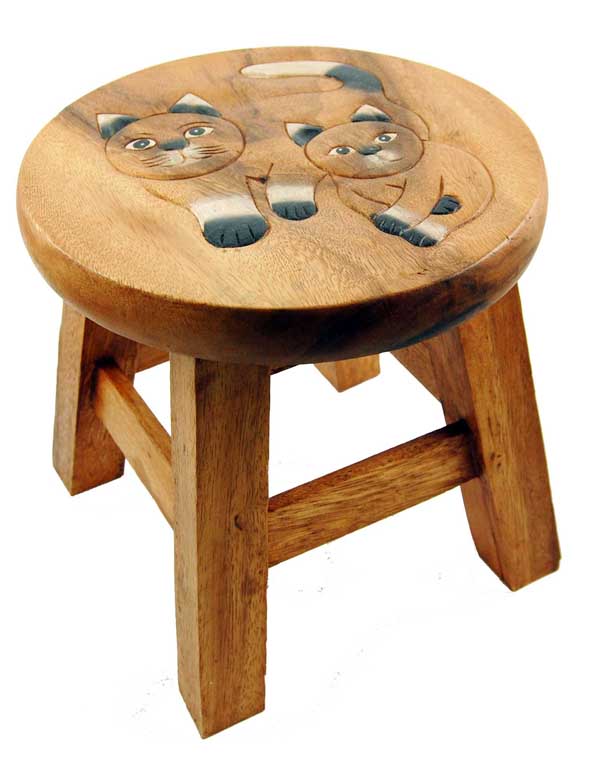 Stool For Child Wooden With Cats 25cm (H)