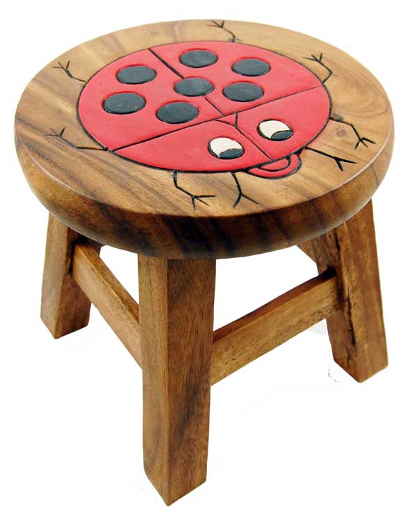 Stool For Child Wooden With Ladybird 25cm (H)