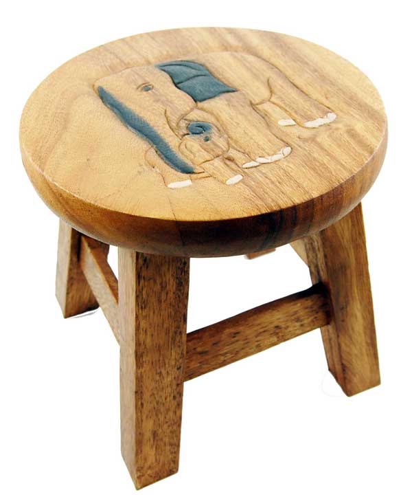 Stool For Child Wooden With Elephant 25cm (H)