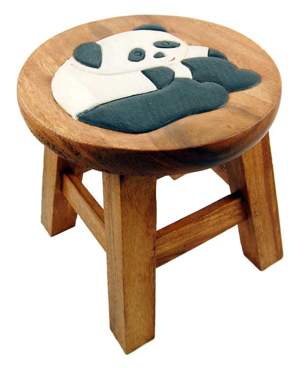 Stool For Child Wooden With Panda 25cm (H)