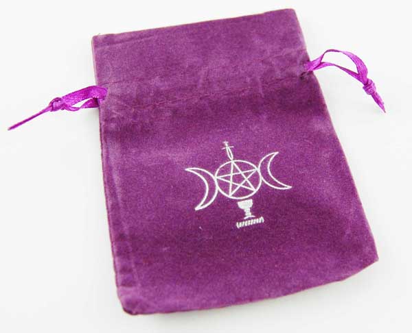 Pouch Velvet Purple Sensual Wicca Design 10x7.5cm