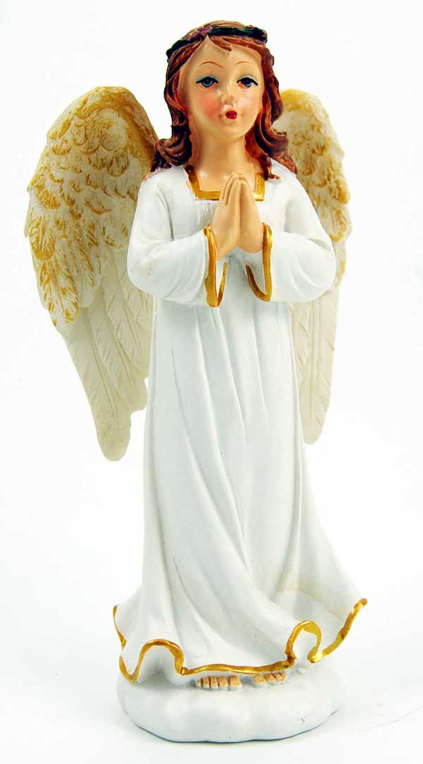 Angel Standing Praying With Cross 14.5cm