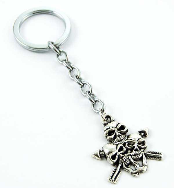 Keyring Metal Triple Skull