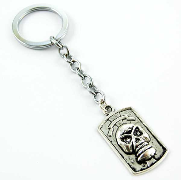 Keyring Metal Skull On Tag