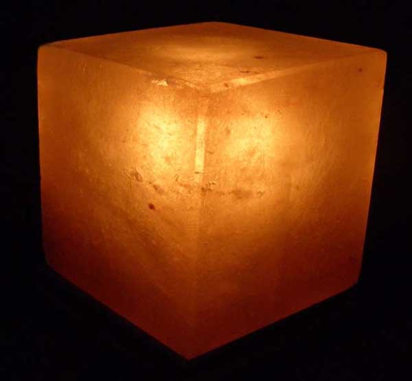Salt Lamp Cube With Wooden Base 5 Inch