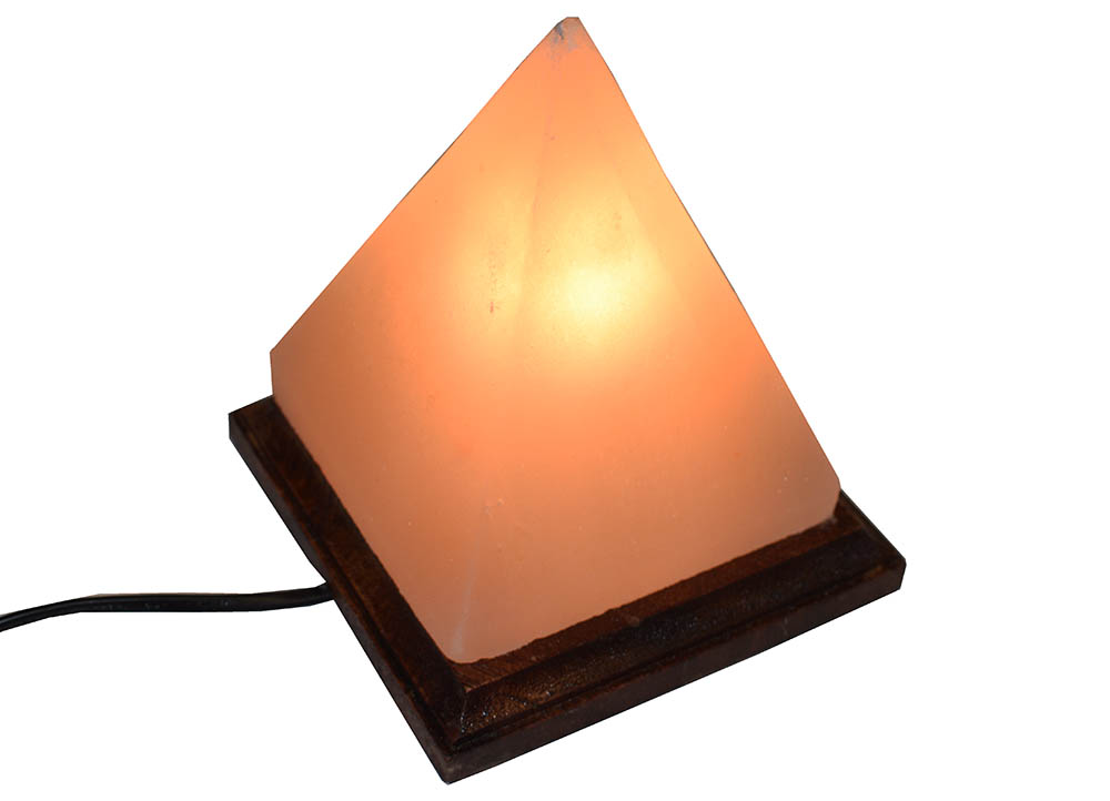 Salt Lamp Pyramid With Fancy Wooden Base H17.5xw15*MORE INFO*