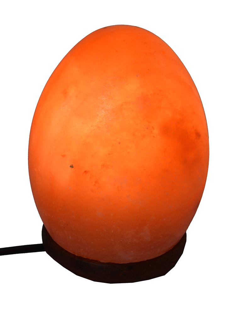 Salt Lamp Egg Shape With Wooden Base H21xw10cm
