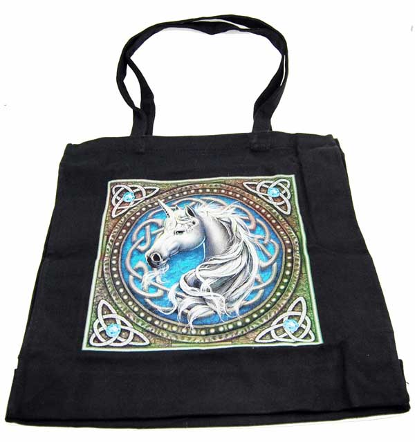 Bag Shopper Celtic Unicorn Blue. Design By Lisa Parker