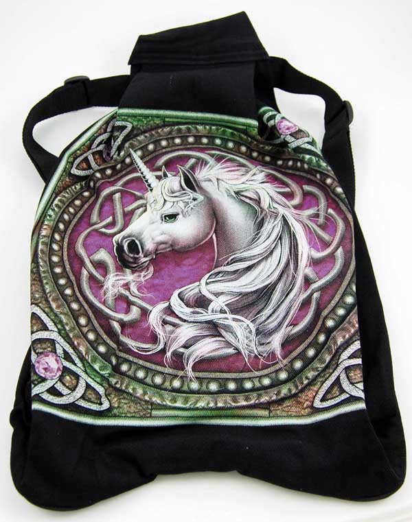 Bag Zipped Celtic Unicorn Purple. Design By Lisa Parker