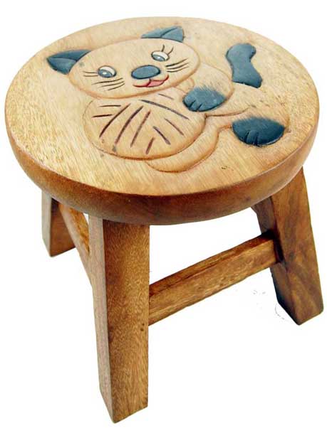 Stool For Child Wooden Cat With Ball