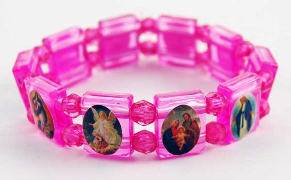 Bracelet Icon Plastic Dark Pink 12pcs