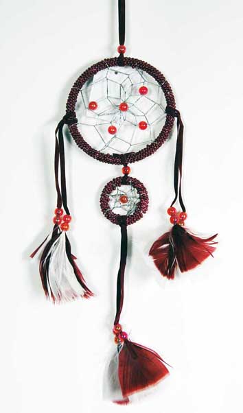 Dream Catcher With Mini Circle Deep Red 3.5 Inch