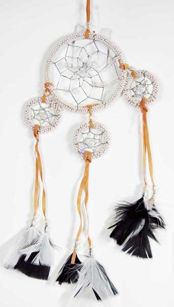 Dream Catcher 3 Circles White 3.5 Inch