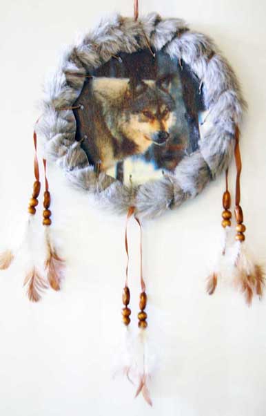 Dream Catcher Wolf In Snow 6 Inch