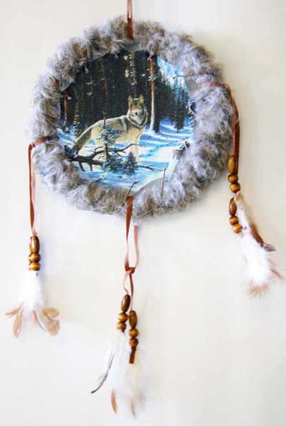 Dream Catcher Wolf In Snowy Forest 6 Inch