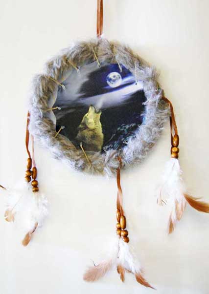Dream Catcher Wolf Howling At Night 6 Inch