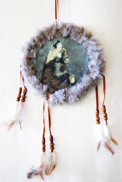 Dream Catcher Wolf Howling 6 Inch