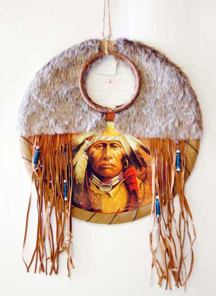 Dream Catcher With Brown Fur And Tassles Indian Man Picture 13 I