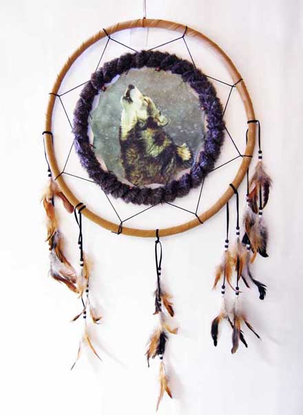 Dream Catcher Wolf In Snow 20 Inch