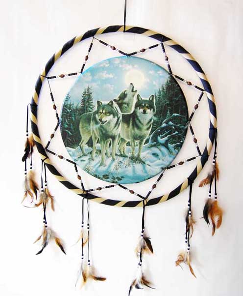 Dream Catcher Wolves In Snowy Forest 26 Inch